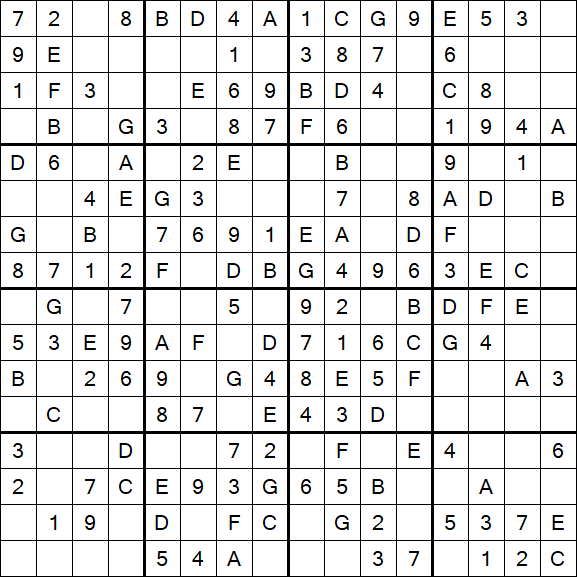 Sudoku 16x16 - Simple
