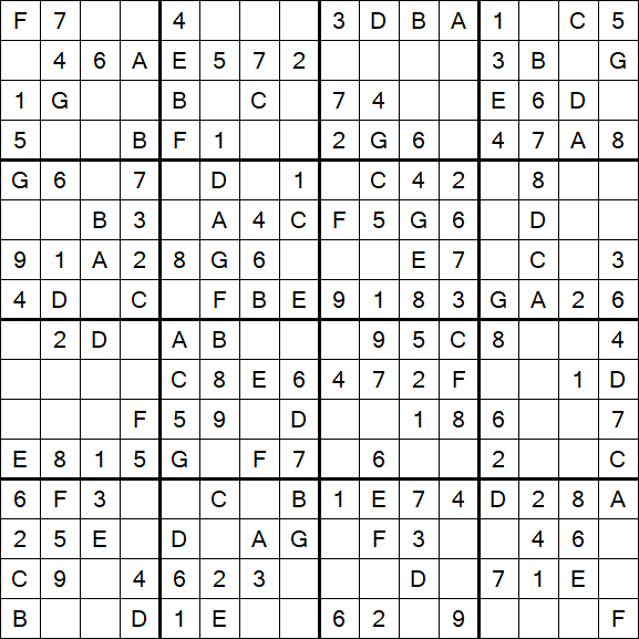 Sudoku 16x16 - Simple