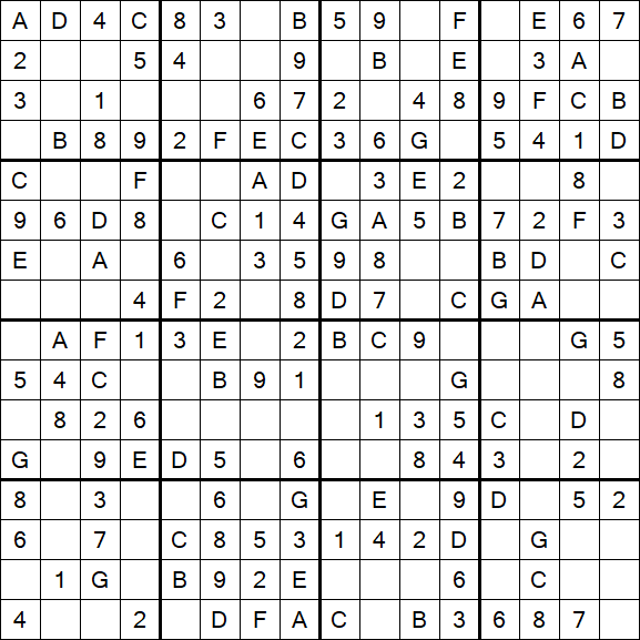 Sudoku 16x16 - Simple
