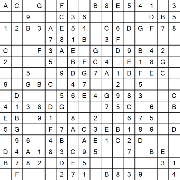 Sudoku 16x16 - Simple