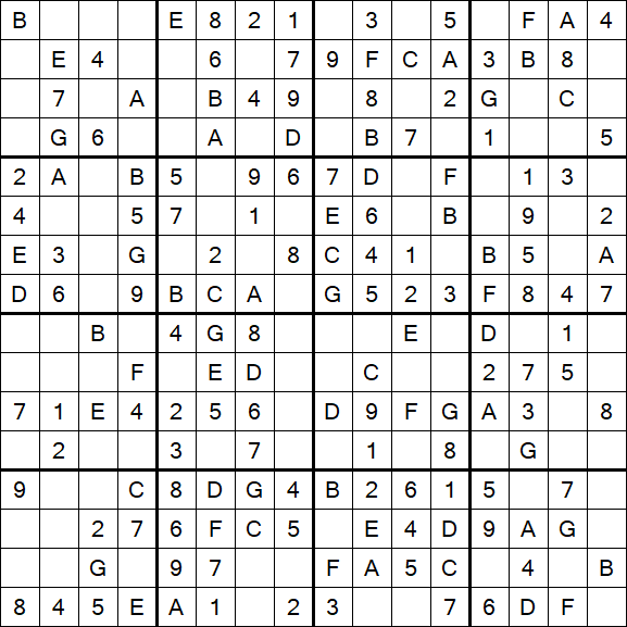 Sudoku 16x16 - Simple