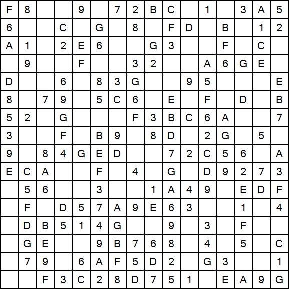 Sudoku 16x16 - Simple