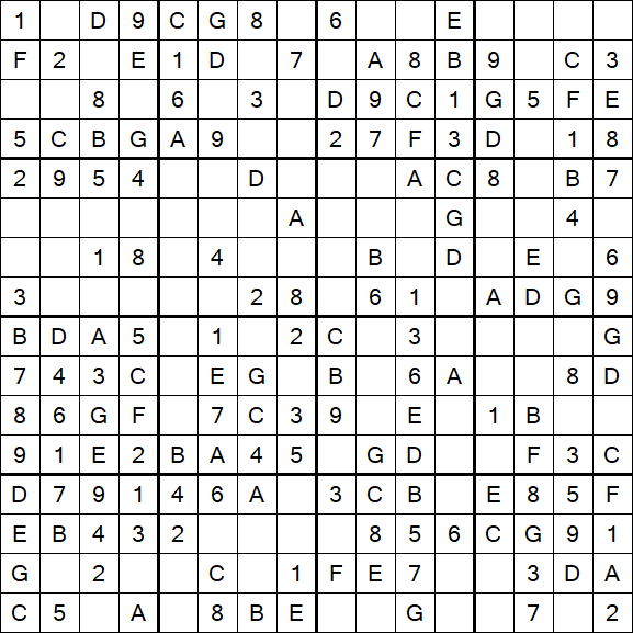 Sudoku 16x16 - Simple