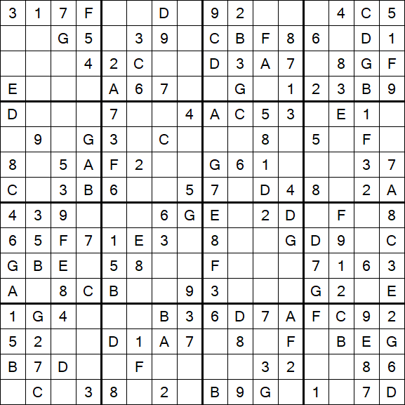 Sudoku 16x16 - Simple