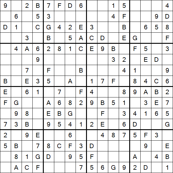 Sudoku 16x16 - Simple