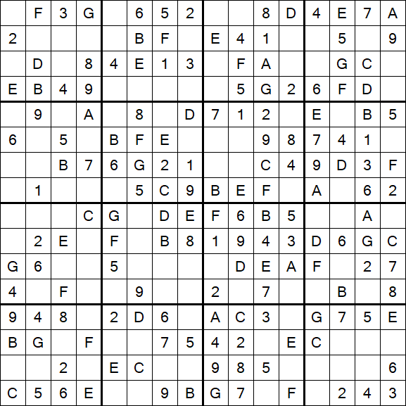 Sudoku 16x16 - Simple