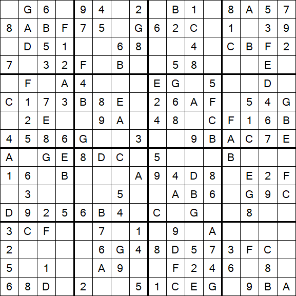 Sudoku 16x16 - Simple