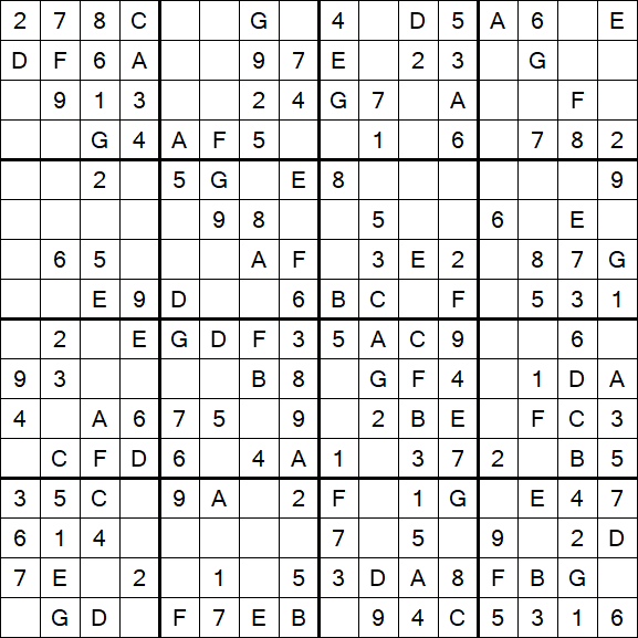 Sudoku 16x16 - Simple