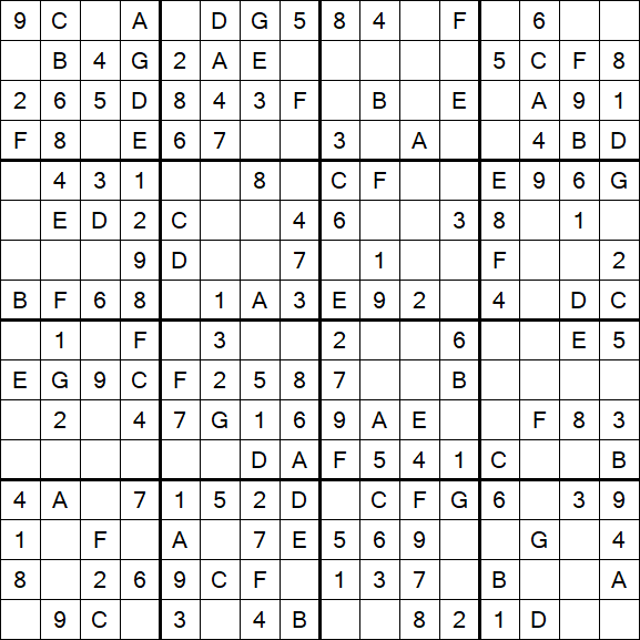 Sudoku 16x16 - Simple