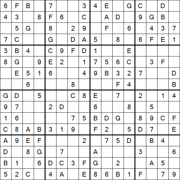 Sudoku 16x16 - Simple