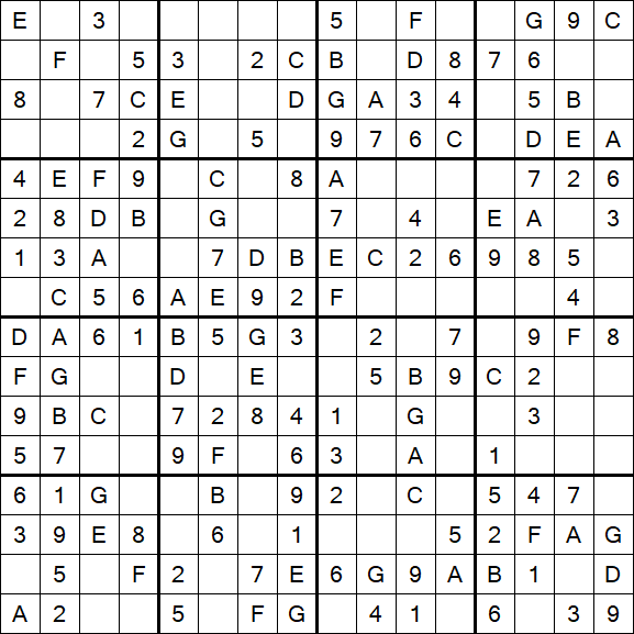 Sudoku 16x16 - Simple