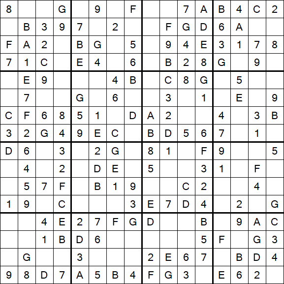 Sudoku 16x16 - Simple
