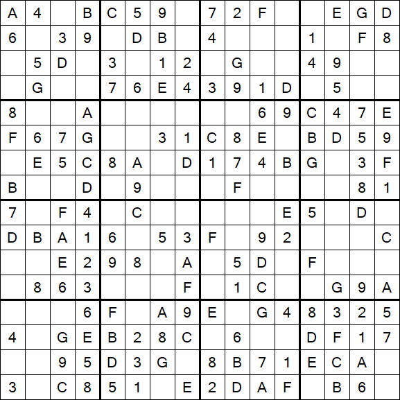 Sudoku 16x16 - Simple