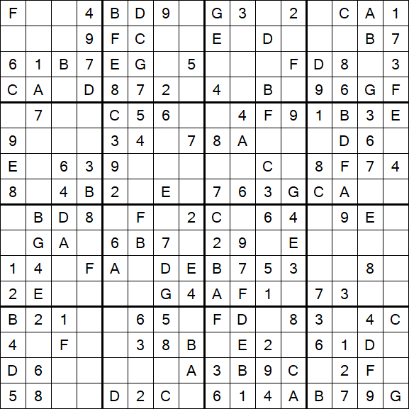 Sudoku 16x16 - Simple