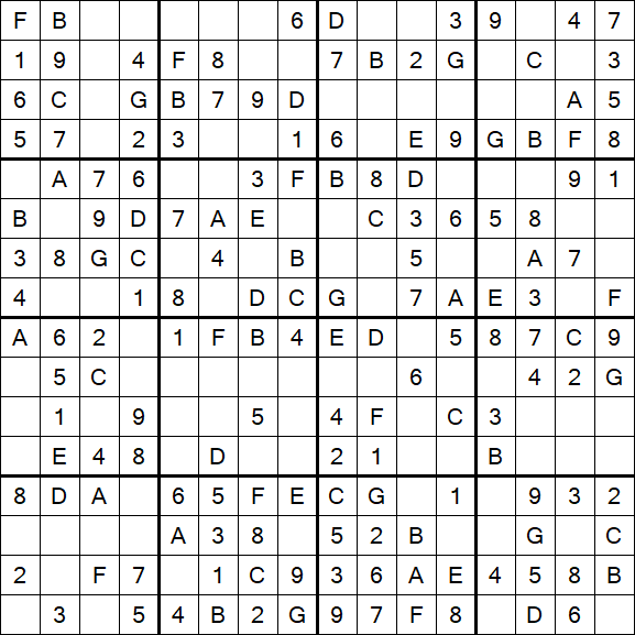Sudoku 16x16 - Simple