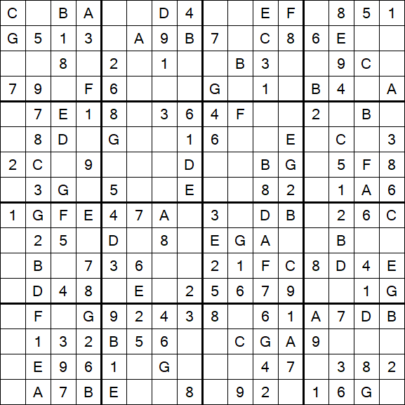 Sudoku 16x16 - Simple