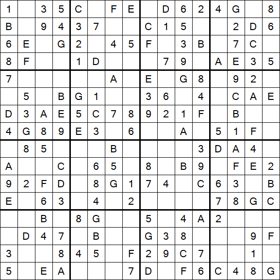 Sudoku 16x16 - Simple