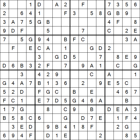 Sudoku 16x16 - Simple