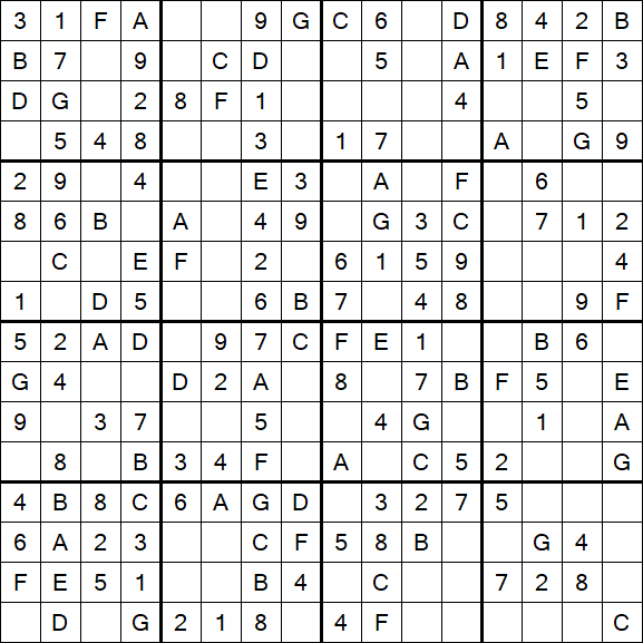 Sudoku 16x16 - Simple