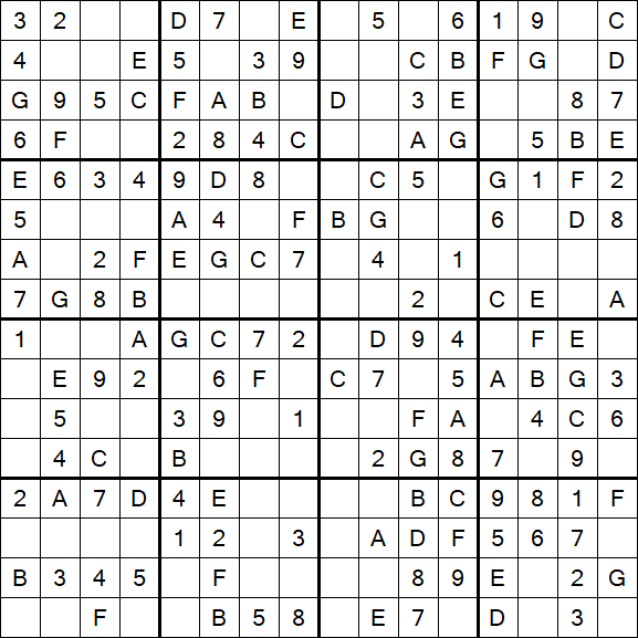 Sudoku 16x16 - Einfach