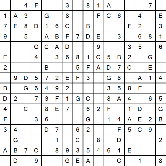 Sudoku 16x16 - Einfach