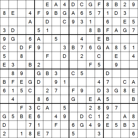 Sudoku 16x16 - Simple