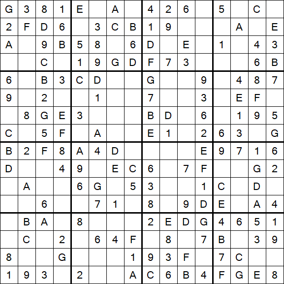Sudoku 16x16 - Simple