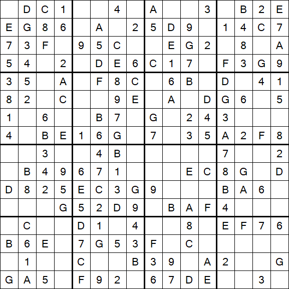 Sudoku 16x16 - Easy