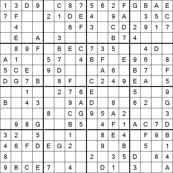 Sudoku 16x16 - Einfach