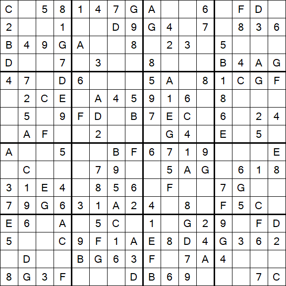 Sudoku 16x16 - Simple