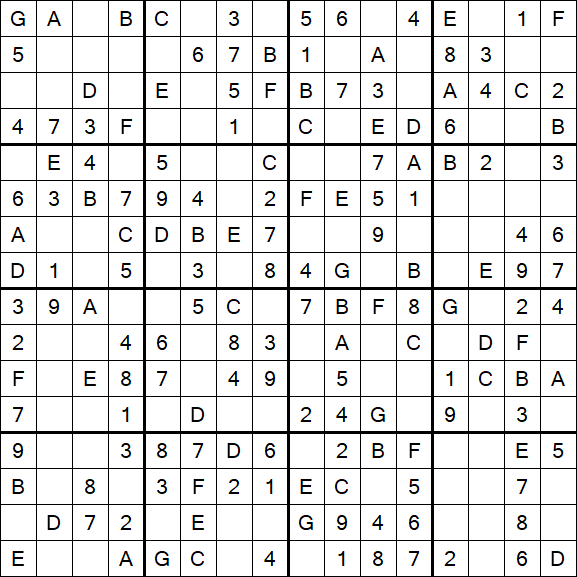 Sudoku 16x16 - Simple