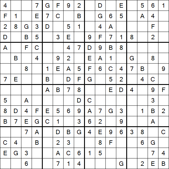 Sudoku 16x16 - Einfach