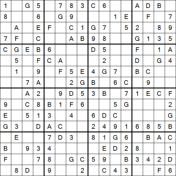 Sudoku 16x16 - Simple