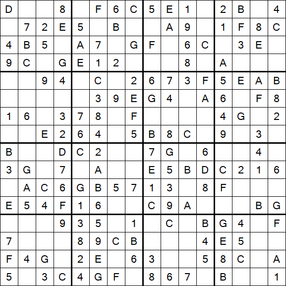Sudoku 16x16 - Simple