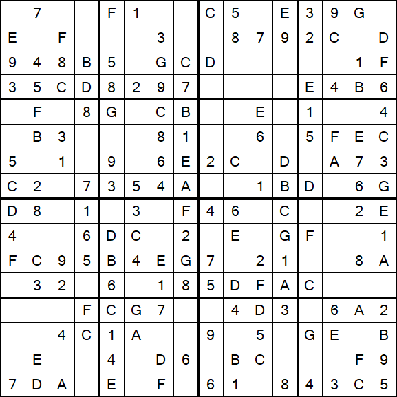 Sudoku 16x16 - Easy