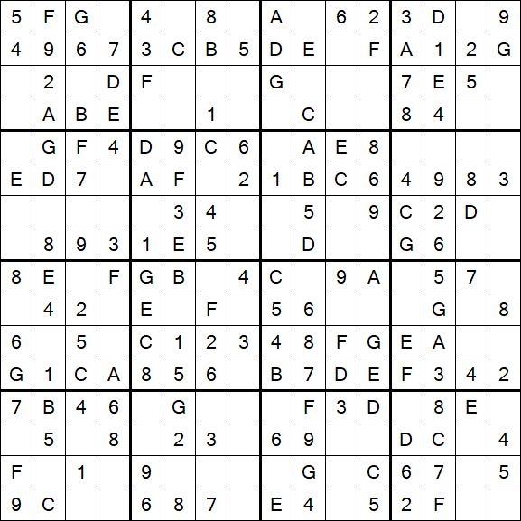 Sudoku 16x16 - Einfach