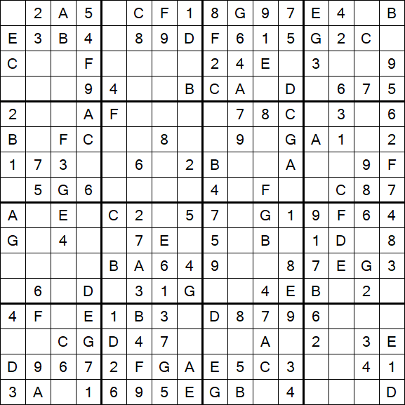 Sudoku 16x16 - Einfach