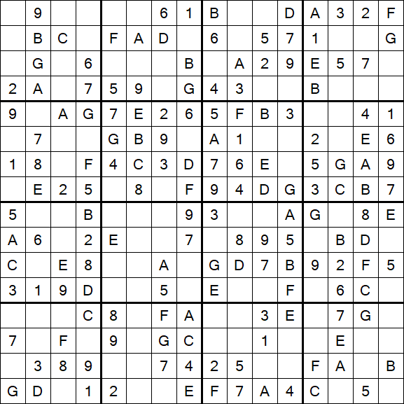Sudoku 16x16 - Einfach