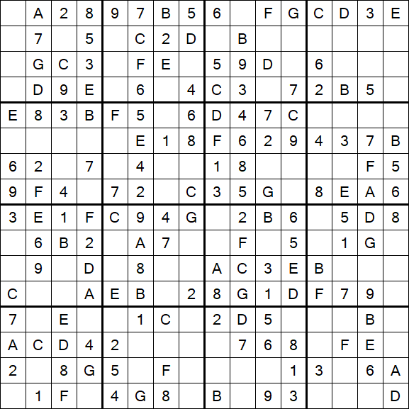 Sudoku 16x16 - Einfach
