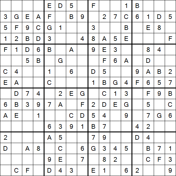 Sudoku 16x16 - Einfach