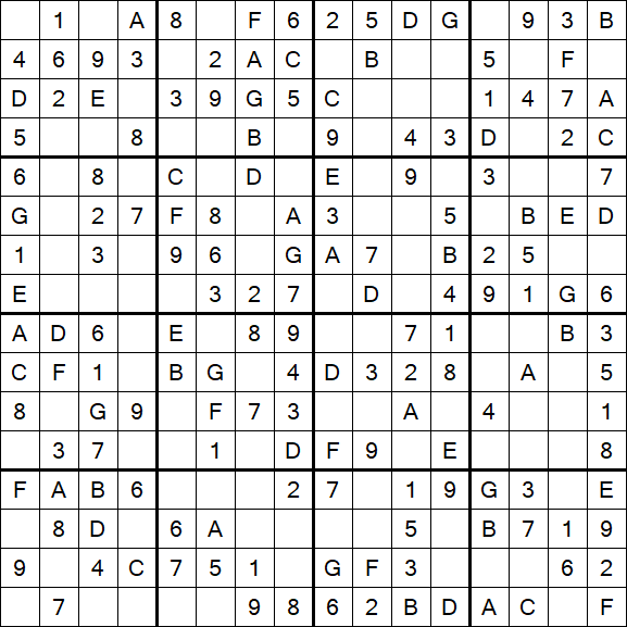 Sudoku 16x16 - Einfach