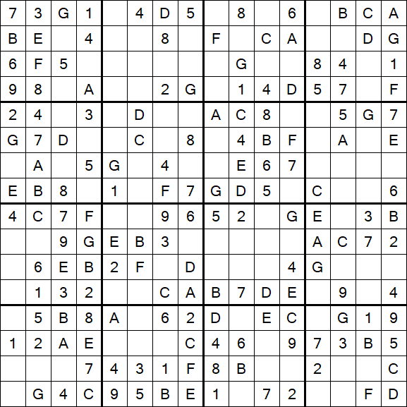 Sudoku 16x16 - Simple