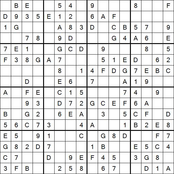 Sudoku 16x16 - Simple