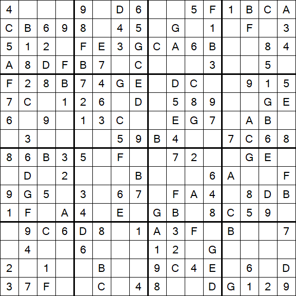Sudoku 16x16 - Einfach