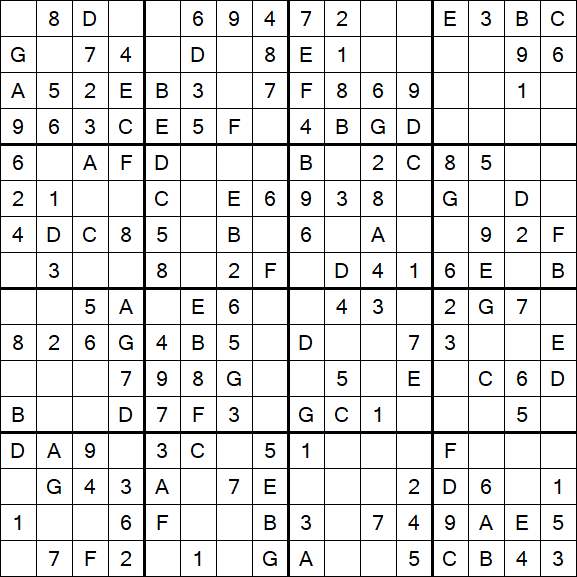 Sudoku 16x16 - Easy