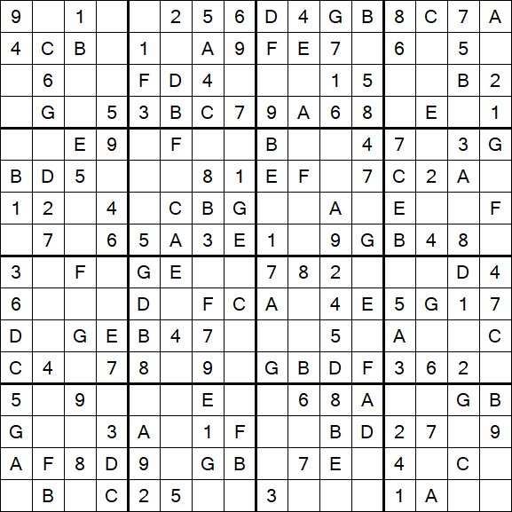 Sudoku 16x16 - Simple