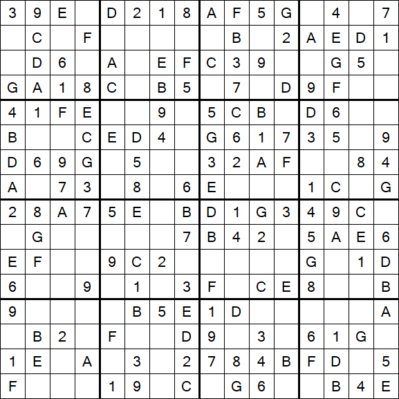 Sudoku 16x16 - Einfach