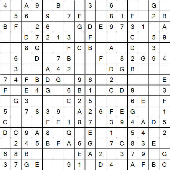 Sudoku 16x16 - Einfach