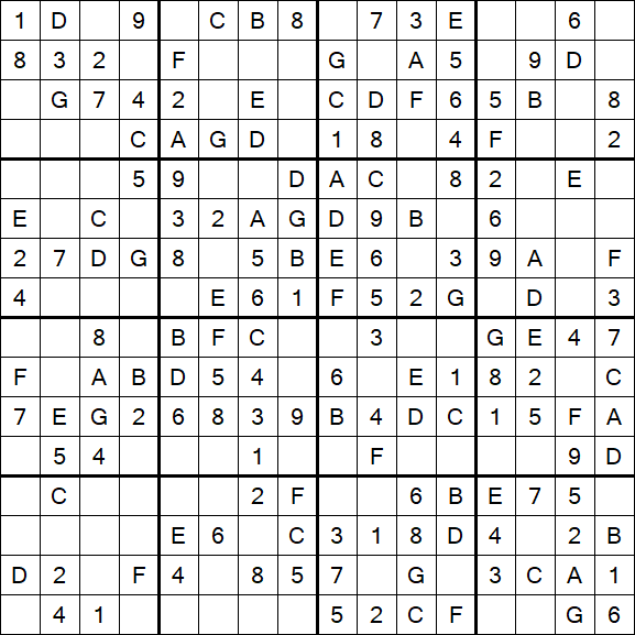 Sudoku 16x16 - Einfach