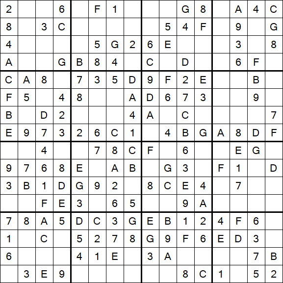 Sudoku 16x16 - Einfach